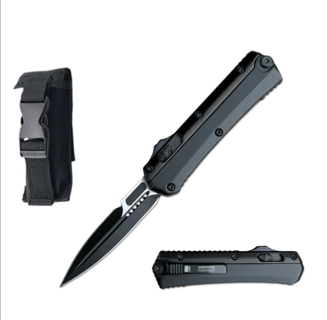 Black Needlepoint Automatic OTF Knife