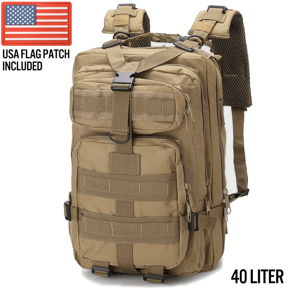 XG-MB40 - Large Tactical Backpack Survival Bag (40 Liter) - Khaki