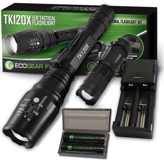 Tactical Rechargeable LED Flashlight Kit
