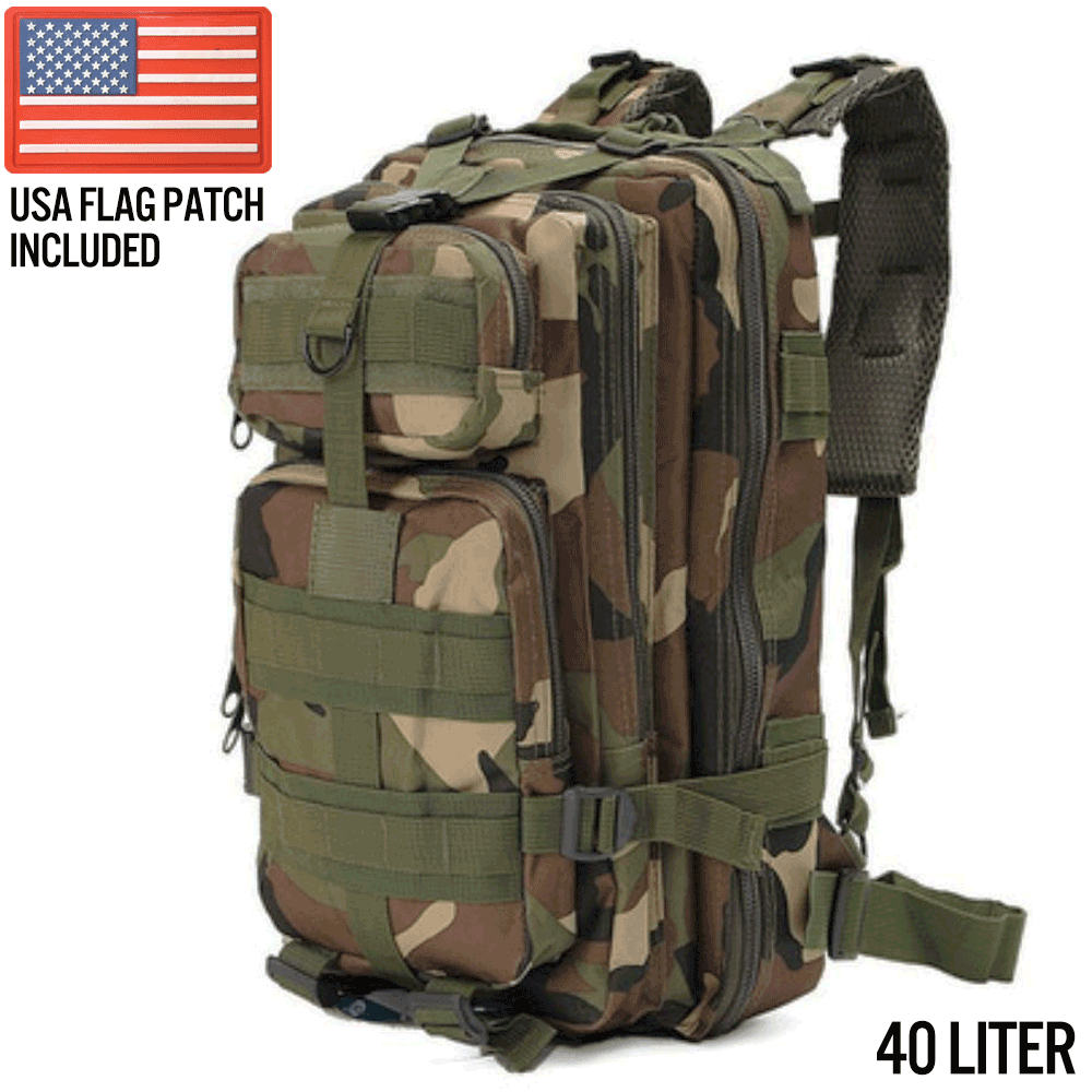 XG-MB40 - Large Tactical Backpack Survival Bag (40 Liter) - Jungle Camo