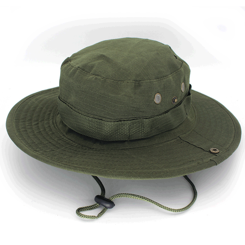Military Boonie Hat with Wide Brim - Army Green