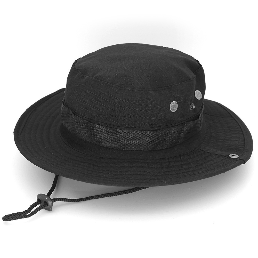 Military Boonie Hat with Wide Brim - Black
