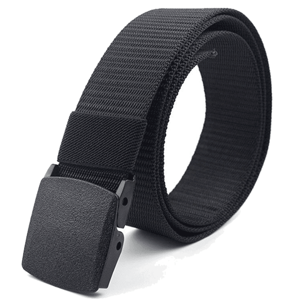 Adjustable Nylon Belt with Plastic Buckle - Black