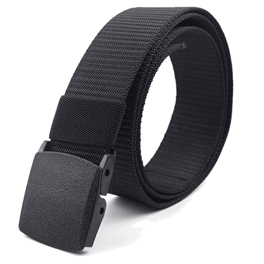 Adjustable Nylon Belt with Plastic Buckle - Black