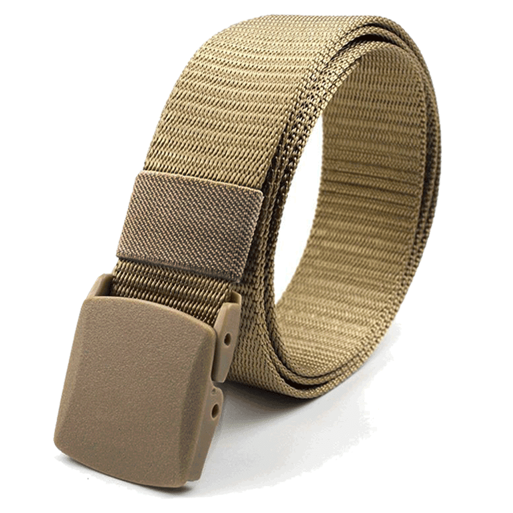 Adjustable Nylon Belt with Plastic Buckle - Khaki