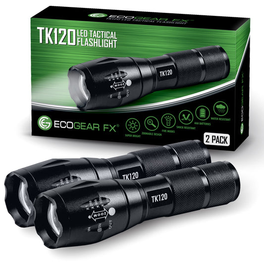 TK120 Compact LED Tactical Flashlight - 2-Pack