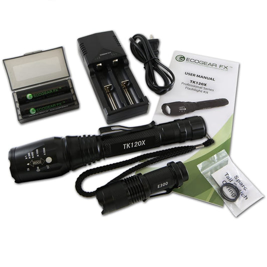 Tactical Rechargeable LED Flashlight Kit