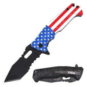 4.75" Closed USA Tactical Spring Assisted Open Pocket Knife Black Tanto Blade