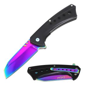 Tactical Spring Assisted Open Pocket Rainbow Razor Folding Knife