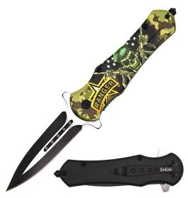 Tactical Skull Ranger Dagger Style Spring Assisted Open Folding Pocket Knife