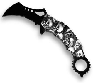 Skull Camo Handle Spring Assist Karambit Folder Knife