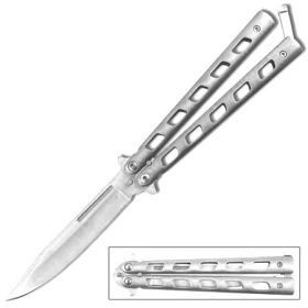 5" Closed Length Unchained Balisong Butterfly Knife - Silver