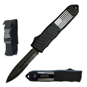 9" Havoc Military USA Flag Black OTF Dual Action Automatic Knife