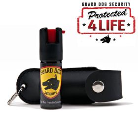 Black Personal Defense Pepper Spray OC-18 1/2 oz With Leather Case