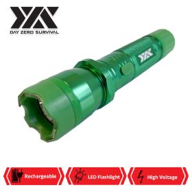 DZS Green Metal Stun Gun 10 Million Volt Rechargeable with Flashlight