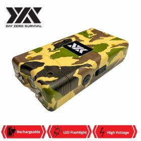 DZS 10 Million Volt Self Defense Camo Stun Gun Rechargeable LED FlashLight