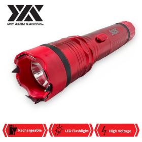 DZS Elite Force Stun Gun All Metal 10 Million Volt Rechargeable + LED Flashlight - Red