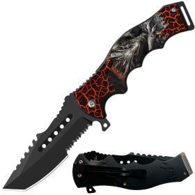 8.5" Tactical Dragon Spring Assisted Folding Open Pocket Knife Cleaver Blade