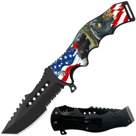 8.5" Tactical American Beer Spring Assisted Folding Open Pocket Knife Razer Blade