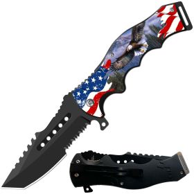 8.5" Tactical American Flying Eagle Spring Assisted Folding Open Pocket Knife Cleaver Blade