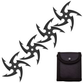 4 PC Set Black Cyclone Ninja Throwing Stars Shuriken Knife Five-Sided