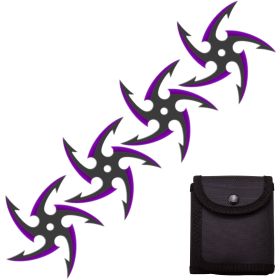 4 PC Set Black/PurpleFinish Cyclone Ninja Throwing Stars Shuriken Knife Five-Sided