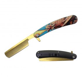 Spring Assist Folding Knife Straight Razor 4" Blade Dragon