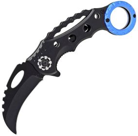 Blue Karambit Spring Assist Folding Knife Tactical Rescue Knives