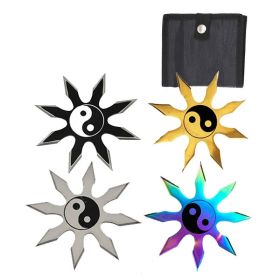 4 Pc Set 8 Point Black Silver Ying Yang Shuriken Throwing Ninja Star