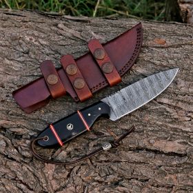 Custom Handmade Damascus Steel Hunting Skinning Knife