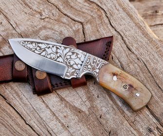 Custom Engraved Handmade 12C27 Stainless Steel Hunting Skinning Knife 8.5"