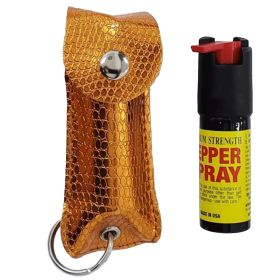 Snake Skin Pattern Personal Defense Pepper Spray OC-18 1/2 oz - Orange