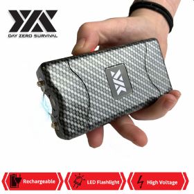 DZS 10 Million Volt Self Defense Carbon Fiber Stun Gun Rechargeable LED FlashLight