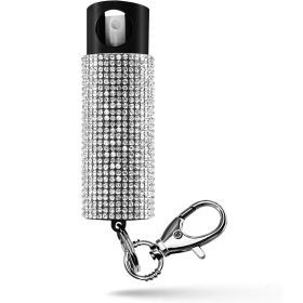 Bling It On Key Ring Self Defense Pepper Spray White Jeweled Cary Case