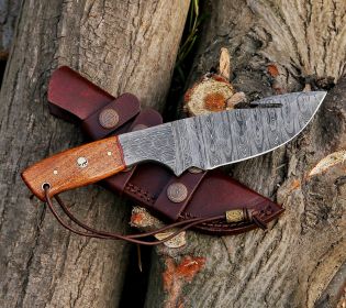 9.5" Gut Hook Damascus Steel Custom Handmade Hunting Skinning Knife