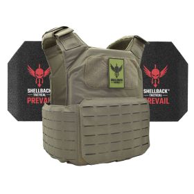 Shellback Tactical Shield 2.0 Active Shooter Kit with Level III Model AR1000 Armor Plates (Color: Ranger Green, size: OSFM)