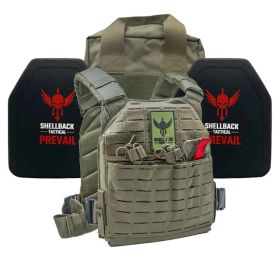 Defender 2.0 Active Shooter Armor Kit with Level IV Model 4S17 Armor Plates (Color: Ranger Green, size: OSFM)