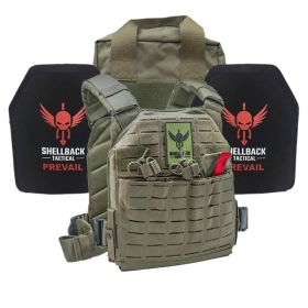 Banshee Lightweight Armor System with Level III Model LON-III-P Hard Armor Plates (Color: Ranger Green, size: OSFM)