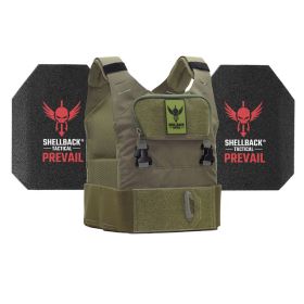 Shellback Tactical Stealth 2.0 Active Shooter Kit with Level III Model AR1000 Armor Plates (Color: Ranger Green, size: OSFM)