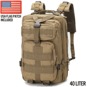 XG-MB40 – Large Tactical Backpack Survival Assault Bag 40 Liter (Size/Style/Color: Khaki)