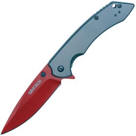 Assisted Open Folding Pocket Knife (Options: Grey handle and Red Blade)