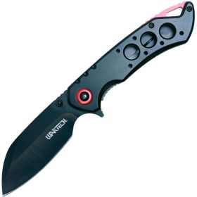 Assisted Open Folding Pocket Knife (Options: Black Handle w/ Red Accents)