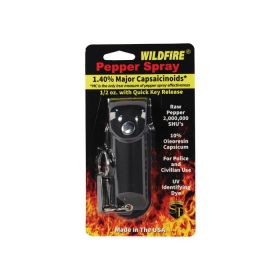 Wildfire 1.4% MC 1/2 oz pepper spray leatherette holster and quick release keychain (Options: Black)